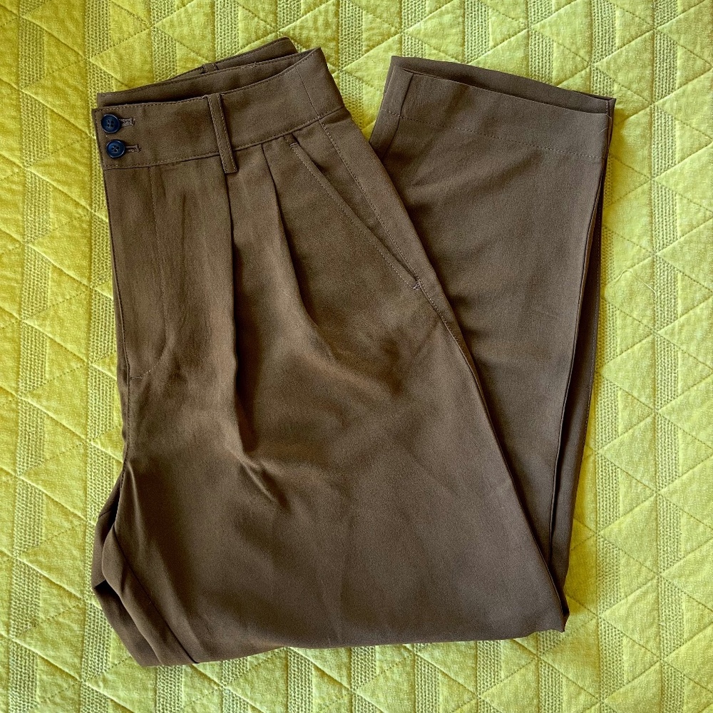 Madewell Drapey Pleated Taper Wide-Leg Pants